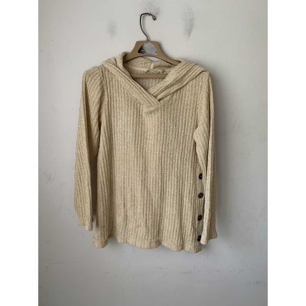 Soft Surroundings Womens Sweater XS Beige Lounge Chenille Cozy Lagenlook Relaxed
